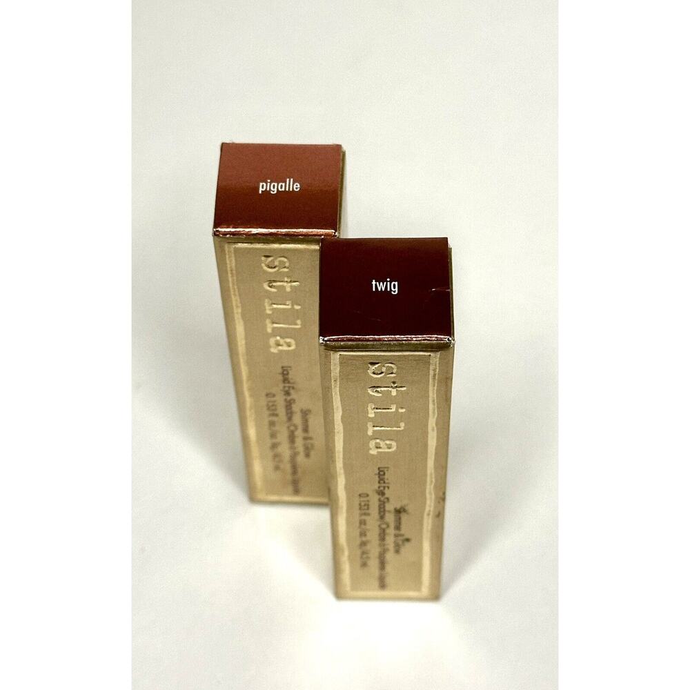 Set Of 2 Stila Shimmer & Glow Liquid Eye Shadow - Twig & Pigalle -0.153 oz NIB